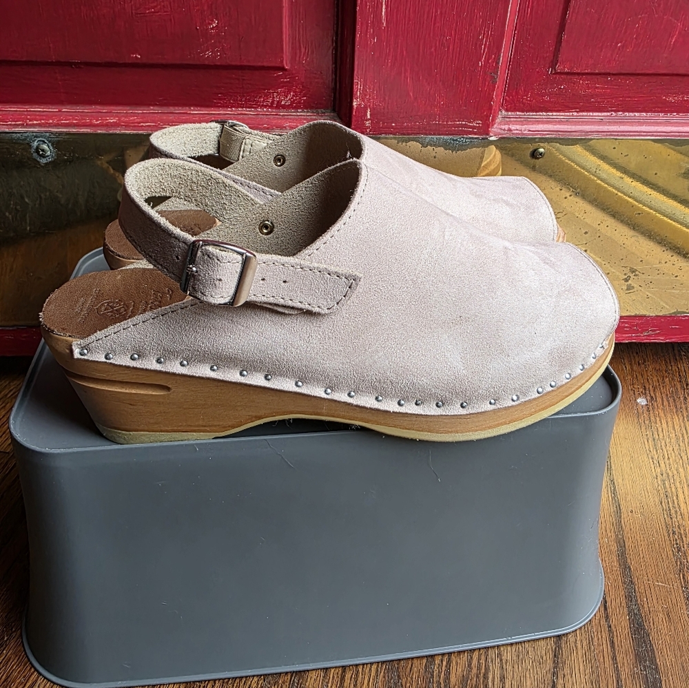 Troentorp Pink Suede Clogs 41 Sh001